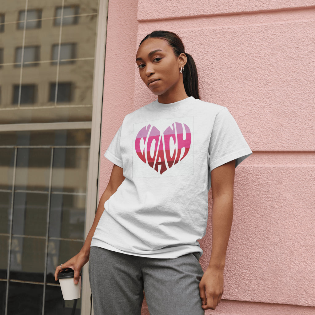 White crew neck womans heart Coach tee shirt