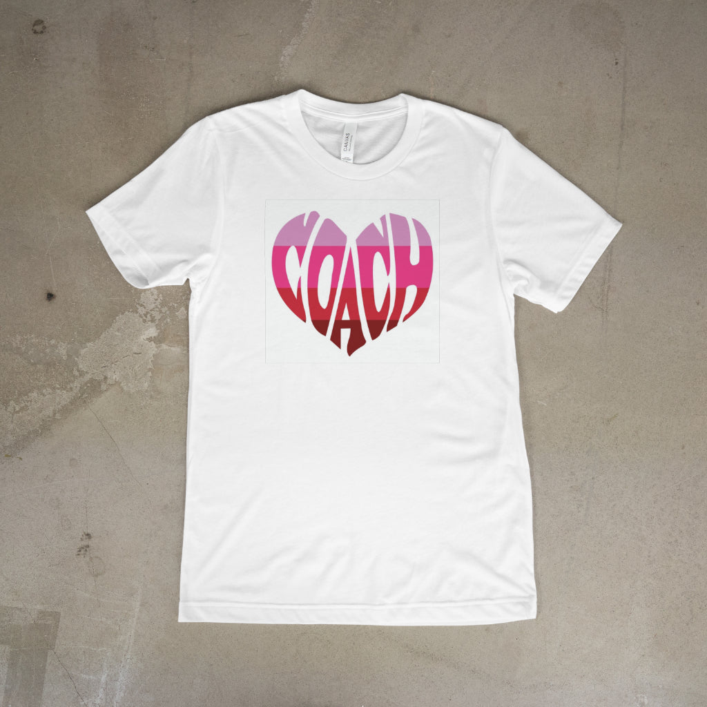 White crew neck womans heart Coach tee shirt