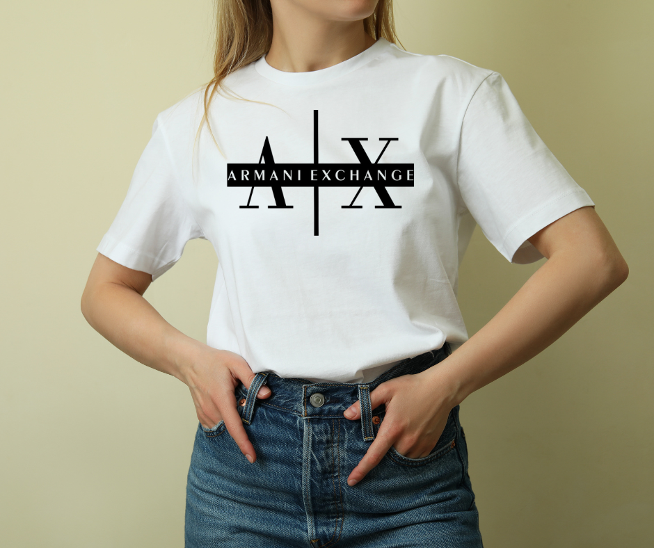 Sophisticated Style – Armani Exchange White Unisex Graphic Tee