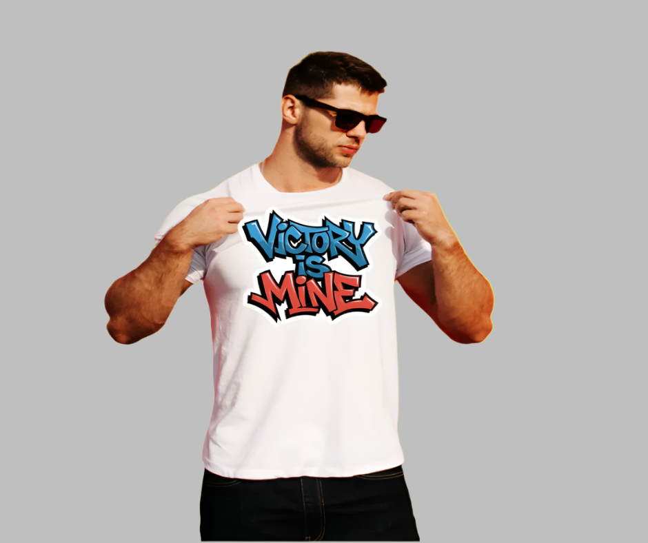 "Victory Is Mine graphic tee, empowering unisex statement design.