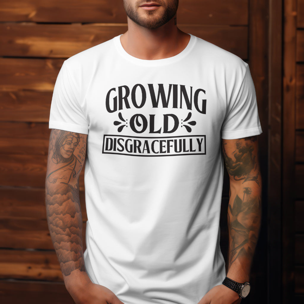 GROWING OLD UNGRACEFULLY UNISEX CREW NECK TEE SHIRT