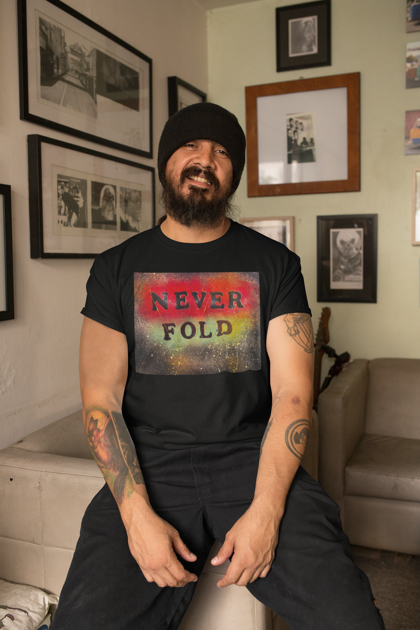 Never Fold Tee Black “Never Fold” Mens T-Shirt
