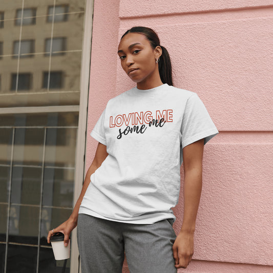 Loving Me Some Me Women’s White Crew Neck T-Shirt