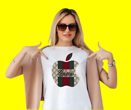 Gucci women’s tee with brown leopard teddy bear graphic, luxury shirt featuring iconic bear design with bold GG logo