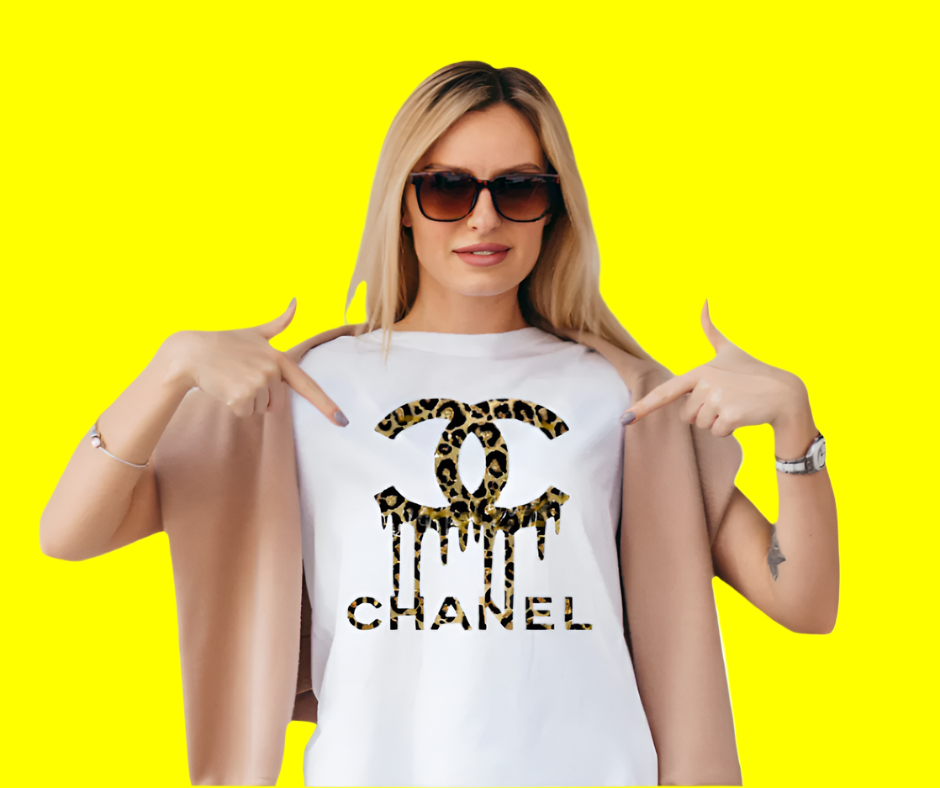  "Stylish 'Channel Designer with Leopard 2 CC Connected' tee, luxury shirt featuring iconic Chanel design and leopard print accents."

