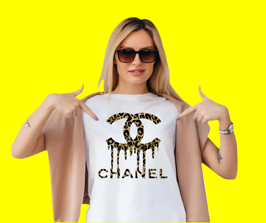  "Stylish 'Channel Designer with Leopard 2 CC Connected' tee, luxury shirt featuring iconic Chanel design and leopard print accents."

