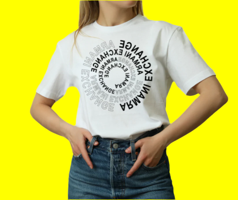 Trendy Armani Exchange graphic tee, oversized logo design for a bold, stylish look."

