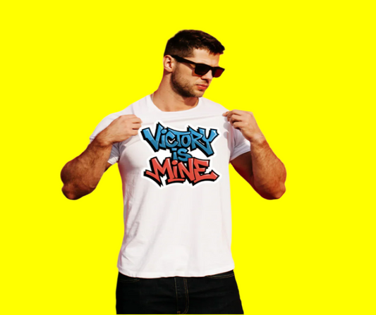 "Victory Is Mine graphic tee, empowering unisex statement design.