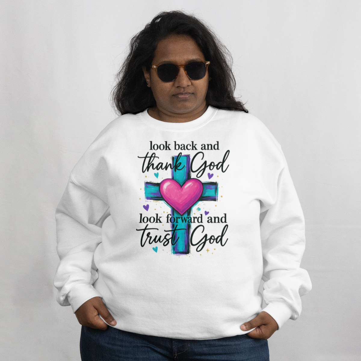 Look Back Thank God Hoodie - Christian Faith Sweatshirt"