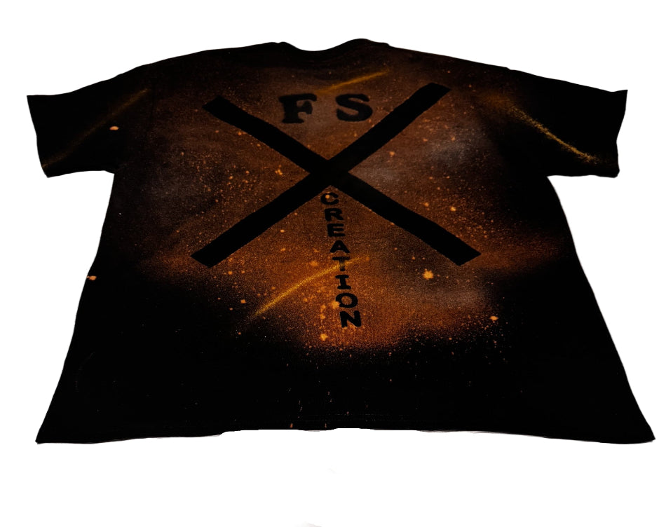 Black t-shirt with 'FS Creation' logo on a white background