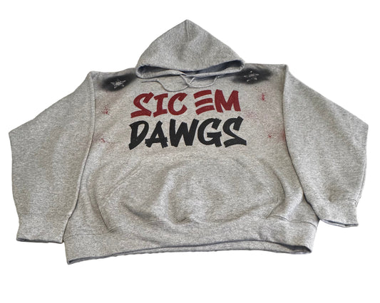 "Sic 'Em Dawg Hoodie Grey - Men's Boys Teens Pullover Sweatshirt"